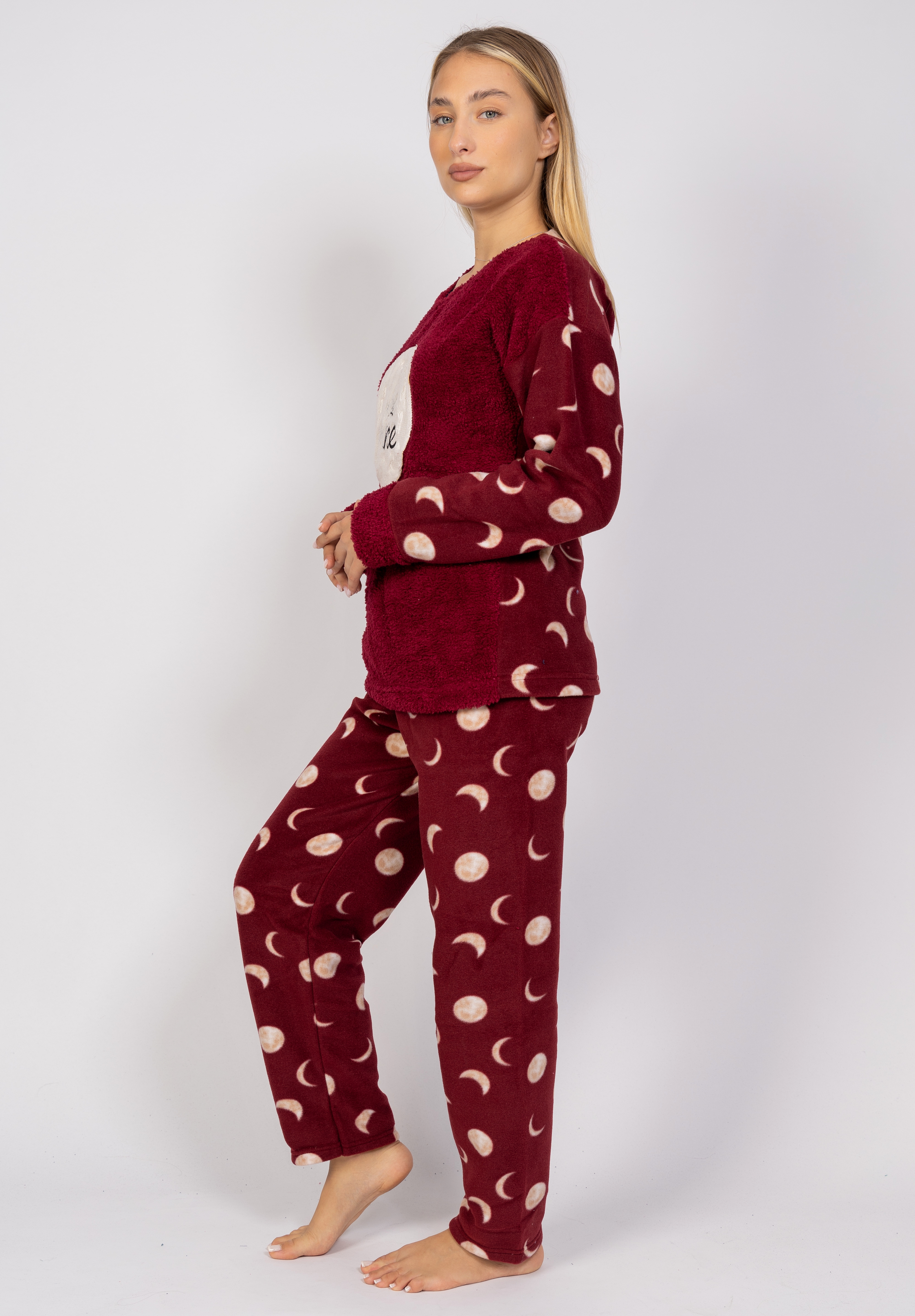 Πιτζάμα γυναικεία Fleece Be Shine Dark Red Pijammery PJMR1153-Μπορντώ φωτογραφία