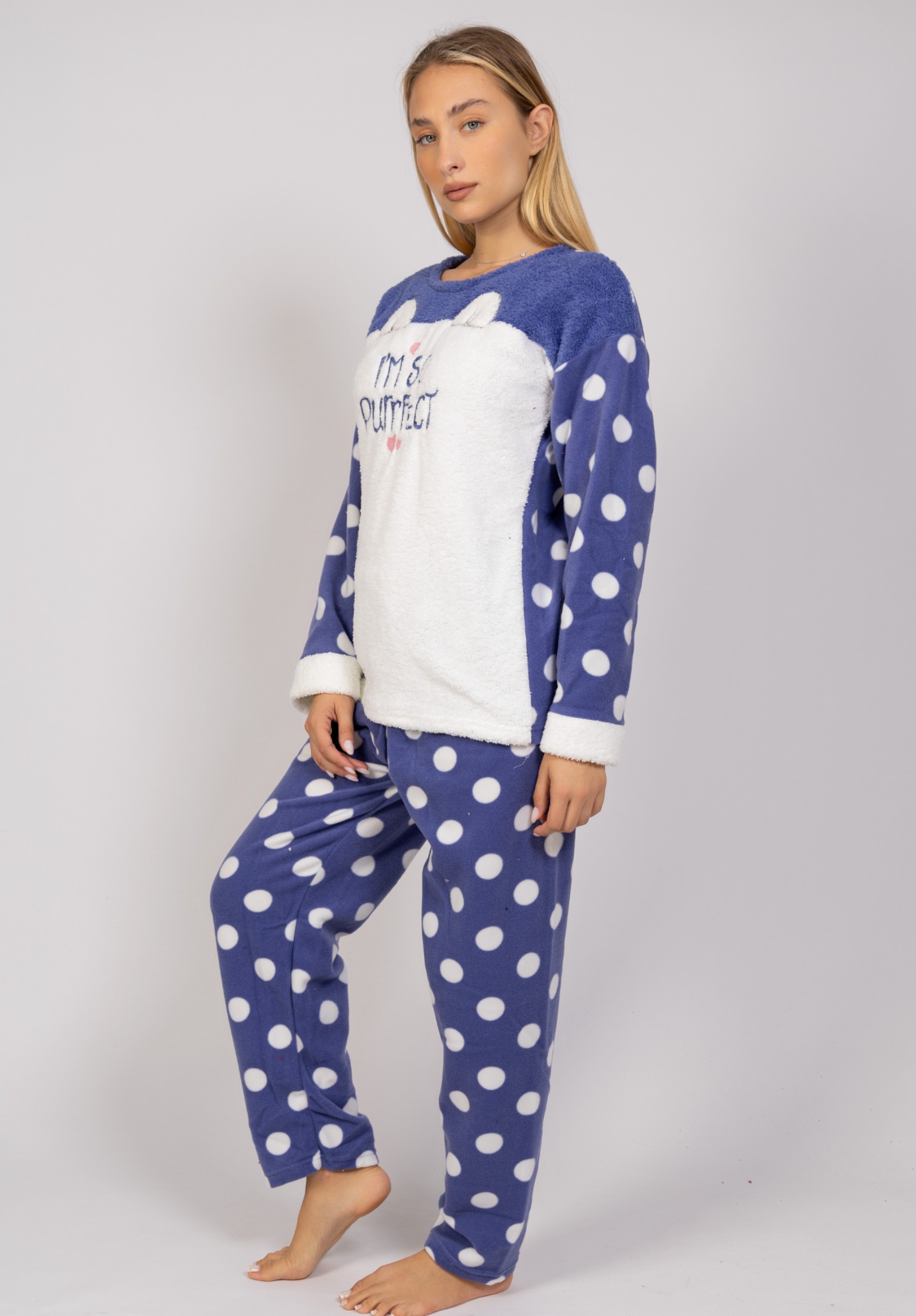 Πιτζάμα γυναικεία Fleece I'm So PurrFect Blue Pijammery PJMR1155-1-Μπλε φωτογραφία