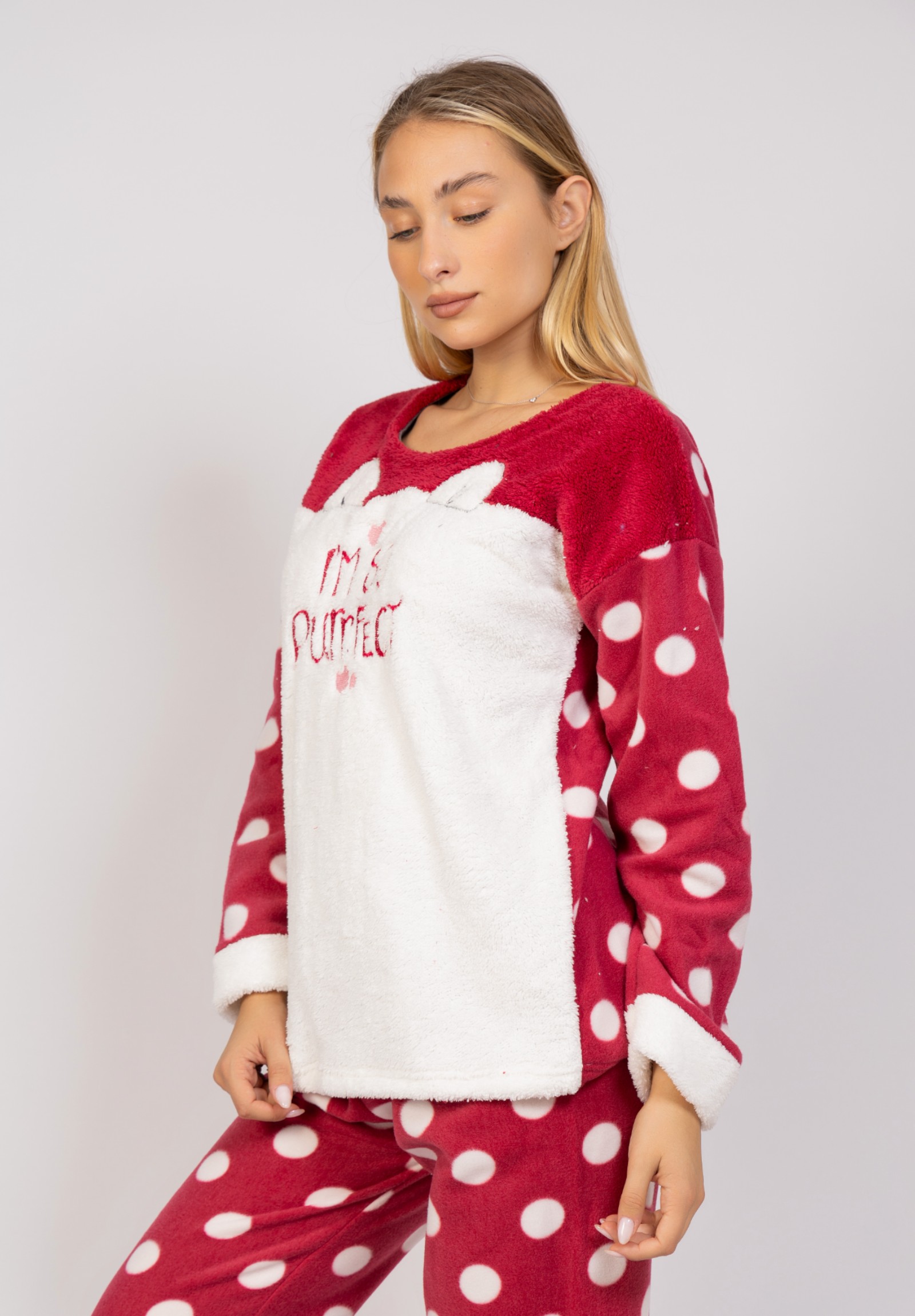 Πιτζάμα γυναικεία Fleece I'm So PurrFect Red Pijammery PJMR1155-2-Κόκκινο φωτογραφία