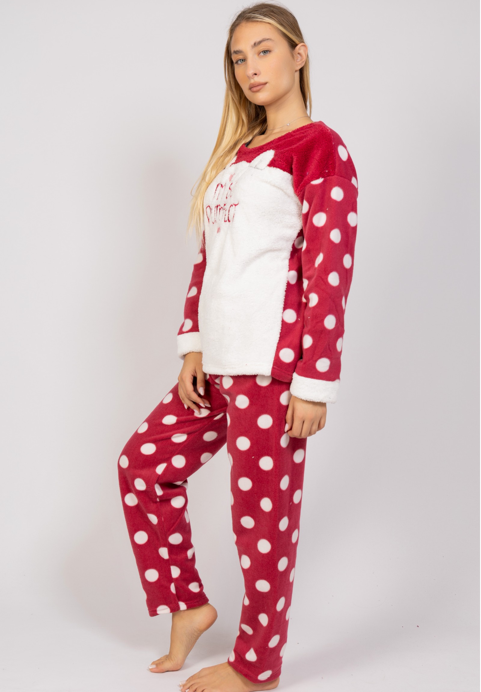 Πιτζάμα γυναικεία Fleece I'm So PurrFect Red Pijammery PJMR1155-2-Κόκκινο φωτογραφία