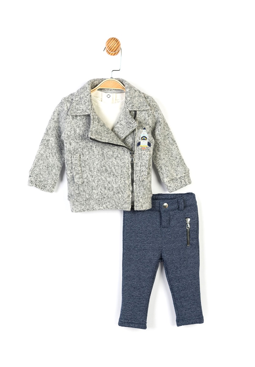 Panolino Σετ βρεφικών ζακέτα- μπλουζάκι - παντελόνι Space PN14841
