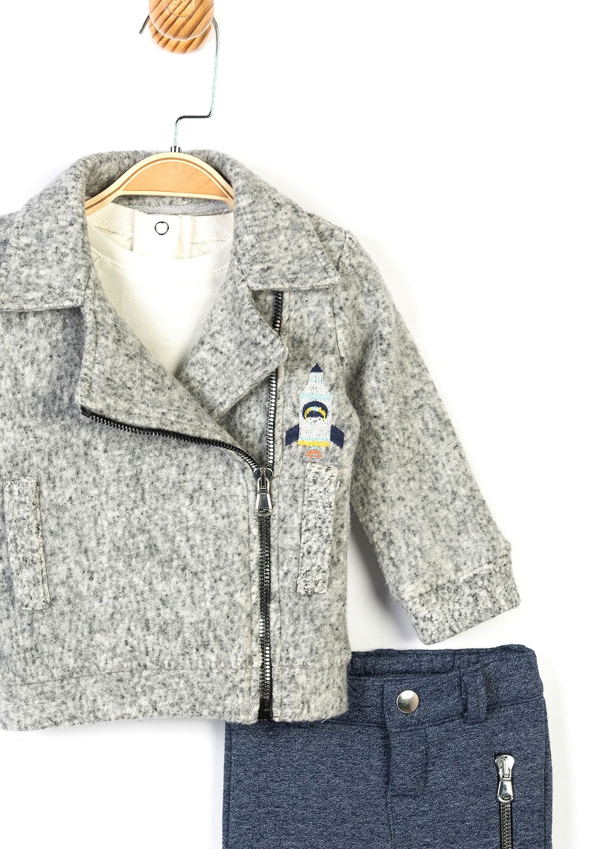 Σετ βρεφικών ζακέτα- μπλουζάκι - παντελόνι Space PN14841 φωτογραφία