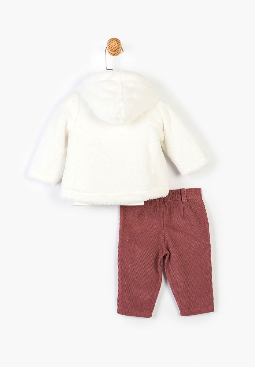 Σετ βρεφικό γουνάκι κοτλέ παντελόνι και μπλουζάκι PN14887 φωτογραφία