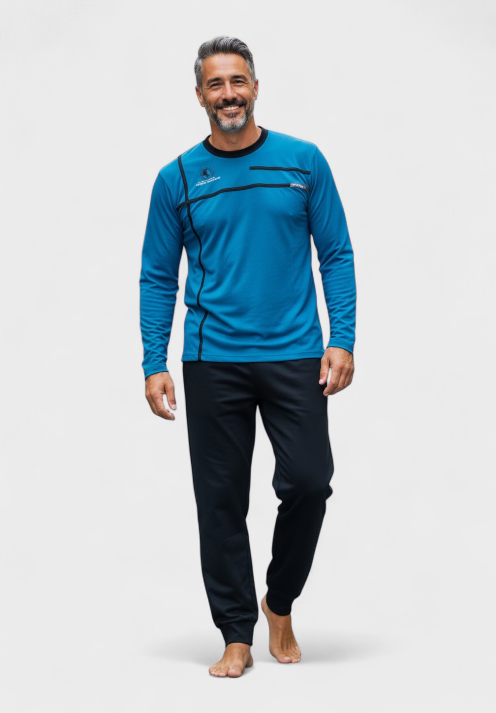 Ανδρική Βαμβακερή Πιτζάμα Interlock Collection Blue Edge CL2650-1-Μπλε φωτογραφία