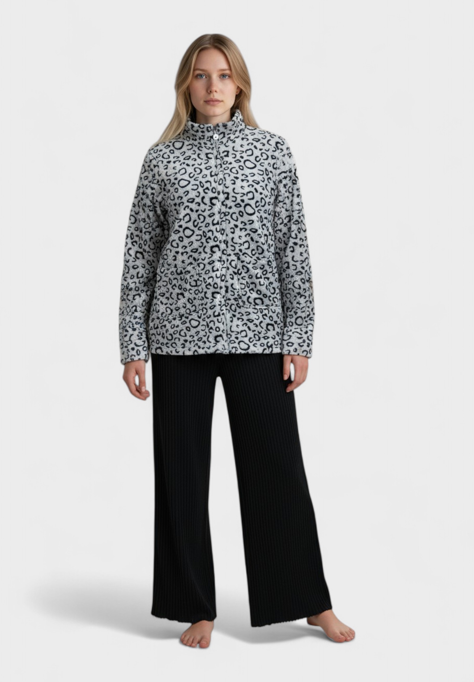 Collection Γυναικεία Ρόμπα Fleece Cozy Leopard Grey Collection CL2635-2-Γκρι