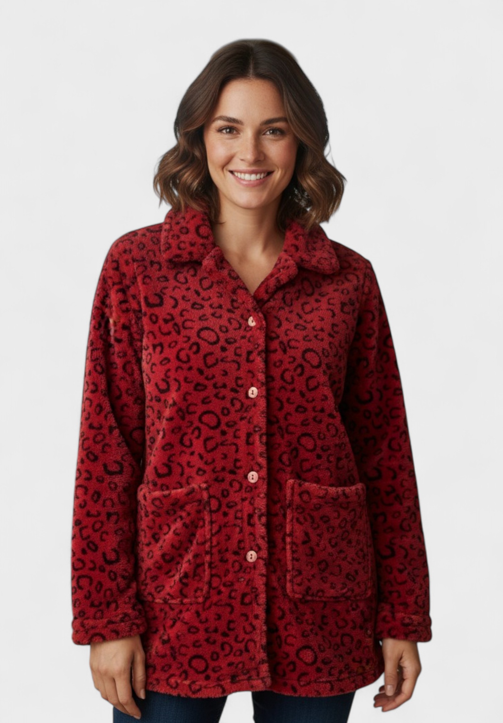 Γυναικεία Ρόμπα Fleece Leo Bordo Collection CL2635-Μπορντώ φωτογραφία