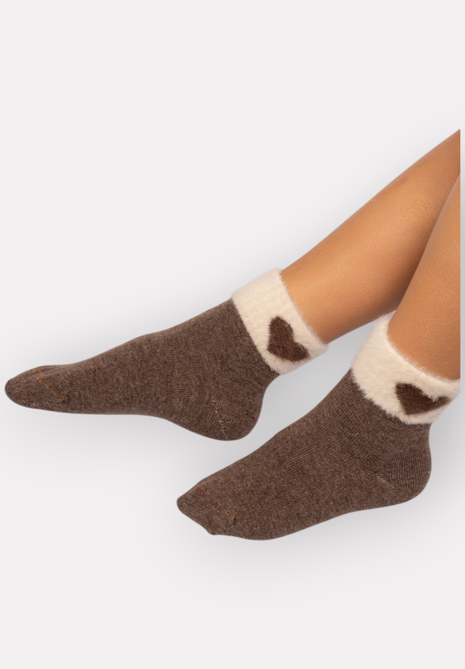  Κάλτσες γυναικείες μάλλινες ημίκοντες Lampswool Hearts Pro Socks PR25029-Καφέ 2025