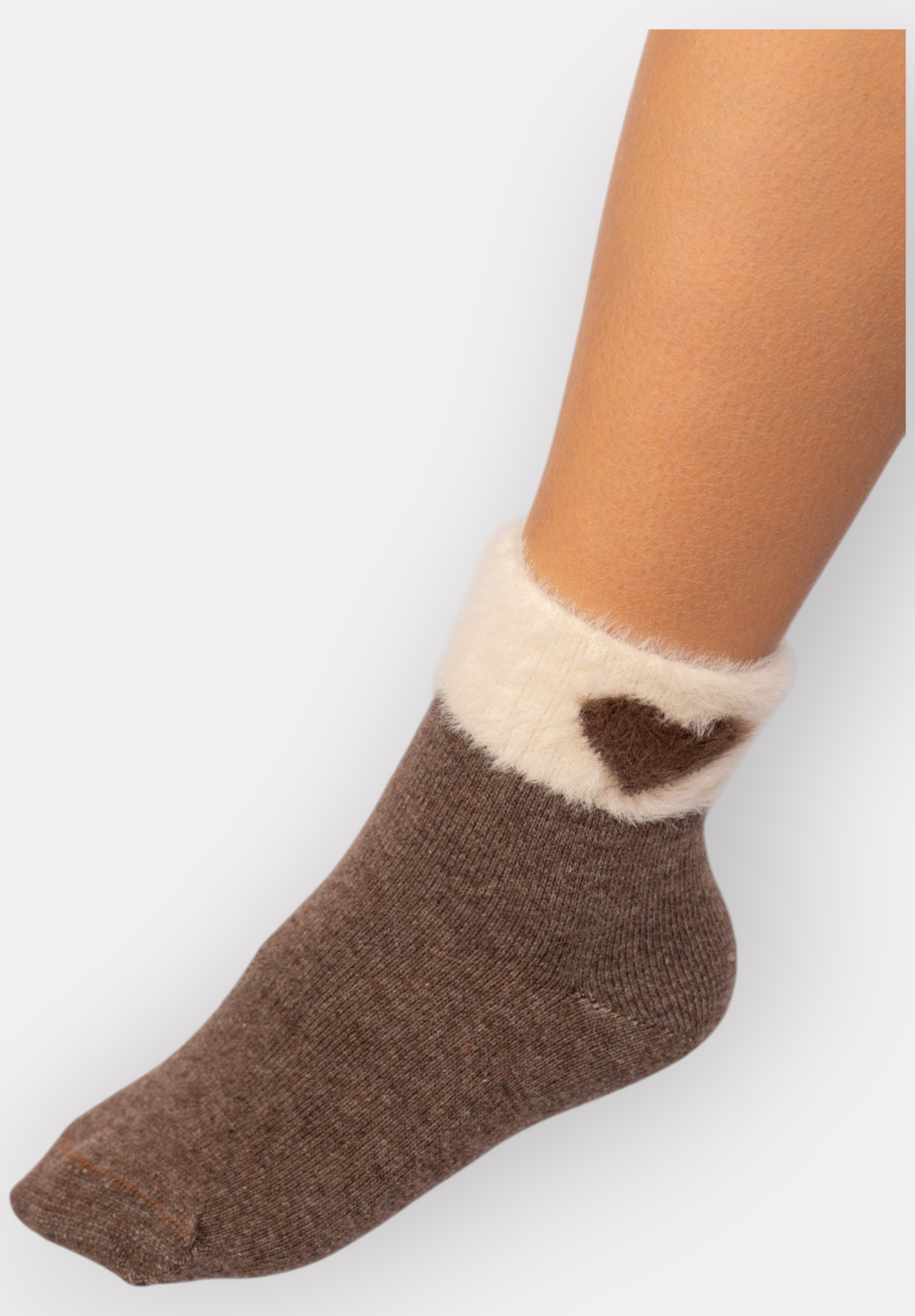 Κάλτσες γυναικείες μάλλινες ημίκοντες Lampswool Hearts Pro Socks PR25029-Καφέ φωτογραφία