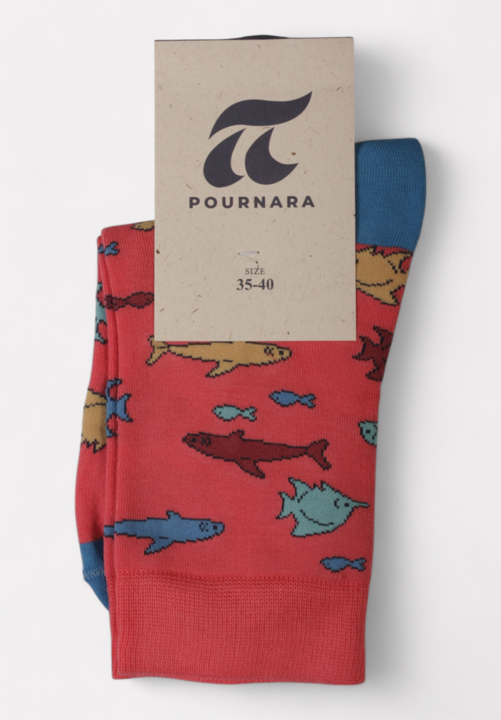  Pournara κάλτσα γυναικεία βαμβακερή με σχέδιο Design Fish Κοραλί PRN211105-Κοραλί 2025