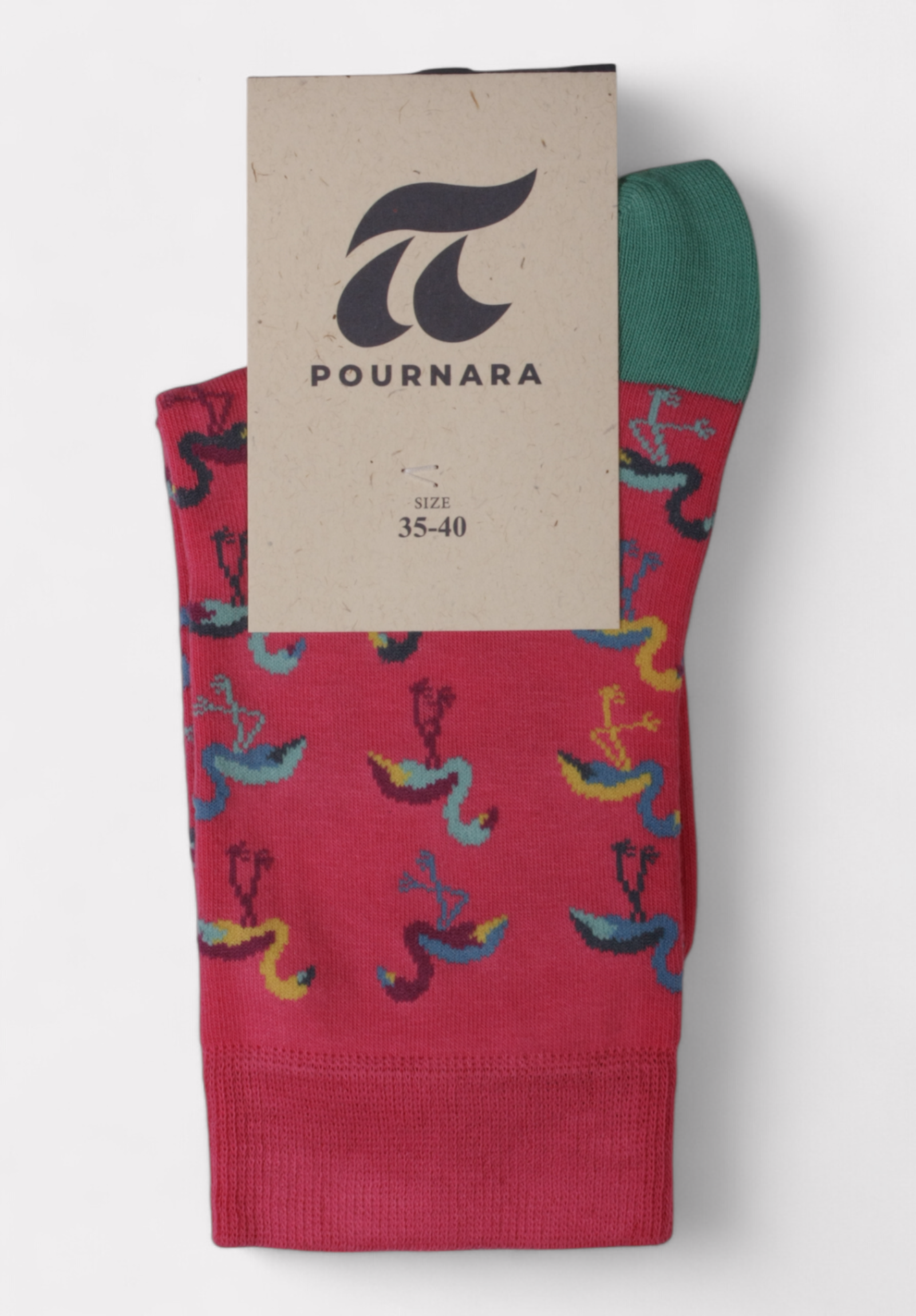  Pournara κάλτσα γυναικεία βαμβακερή με σχέδιο Flamingo Φούξια PRN211107-Φούξια 2025