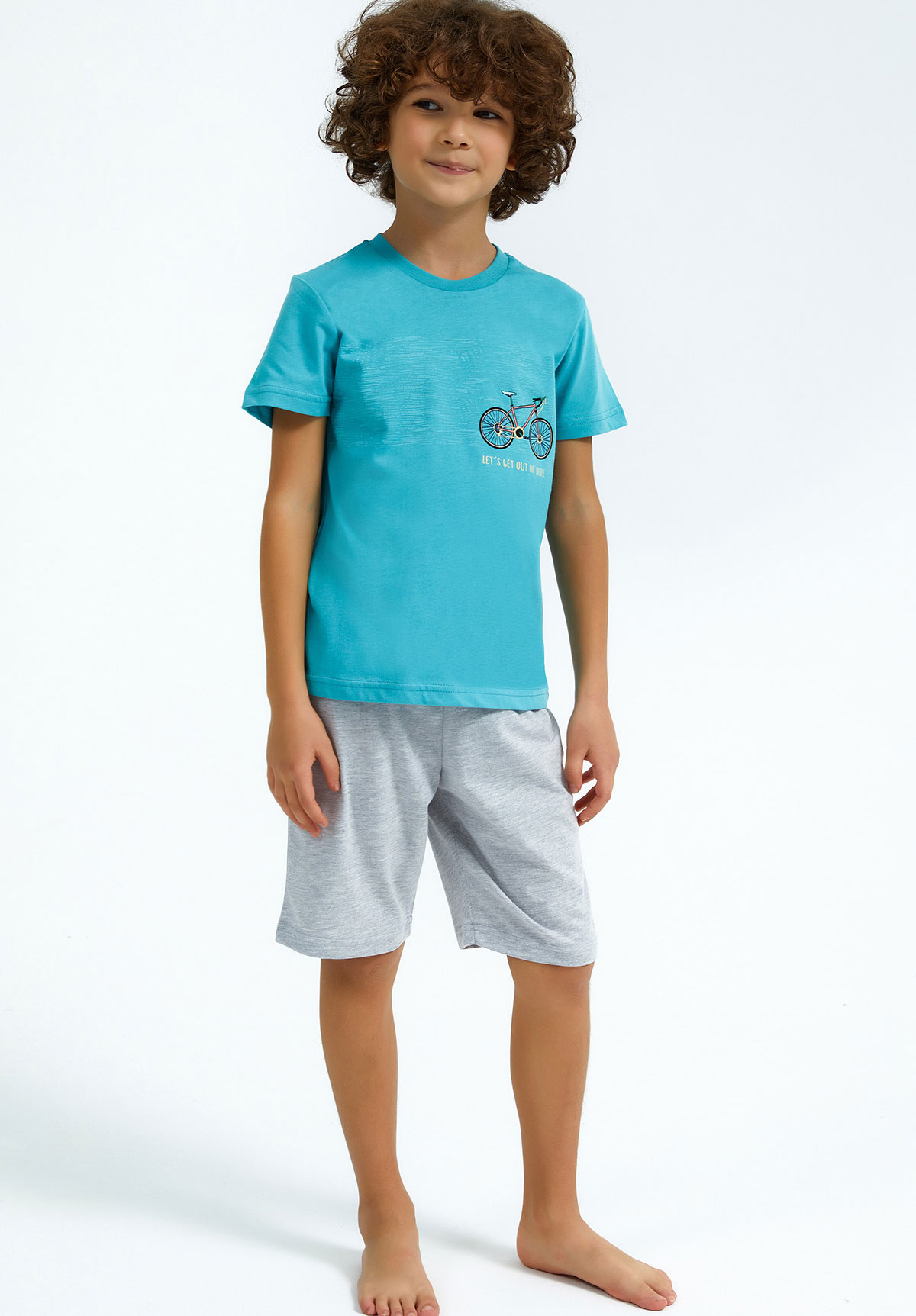 Rolypoly Πιτζάμα Rolypoly παιδική με σορτσάκι Bike RP2715B-Γαλάζιο