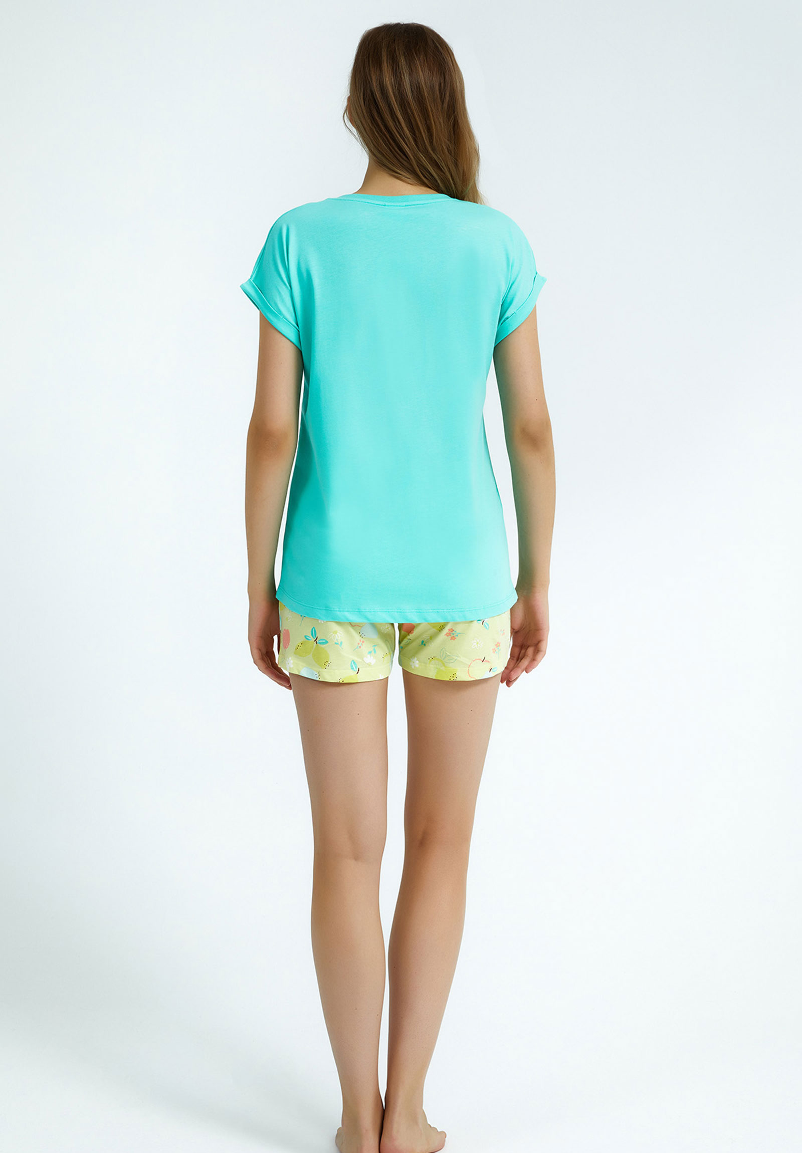 Πιτζάμα γυναικεία με σορτσάκι Enjoy The Little Things RP2757A-Τιρκουάζ φωτογραφία