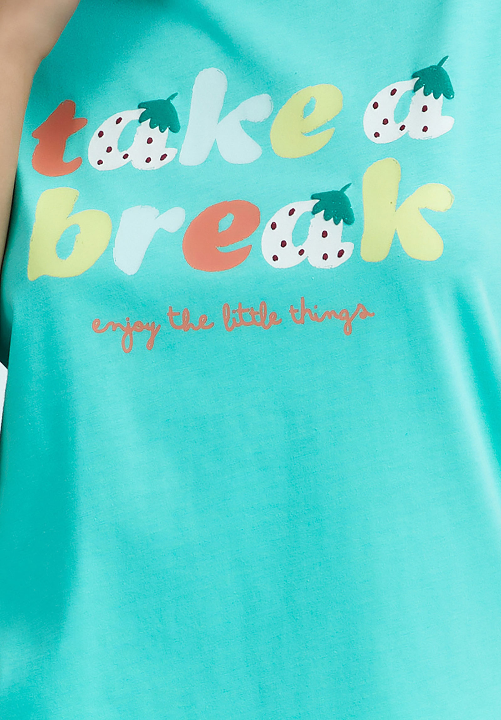 Πιτζάμα γυναικεία με σορτσάκι Enjoy The Little Things RP2757A-Τιρκουάζ φωτογραφία