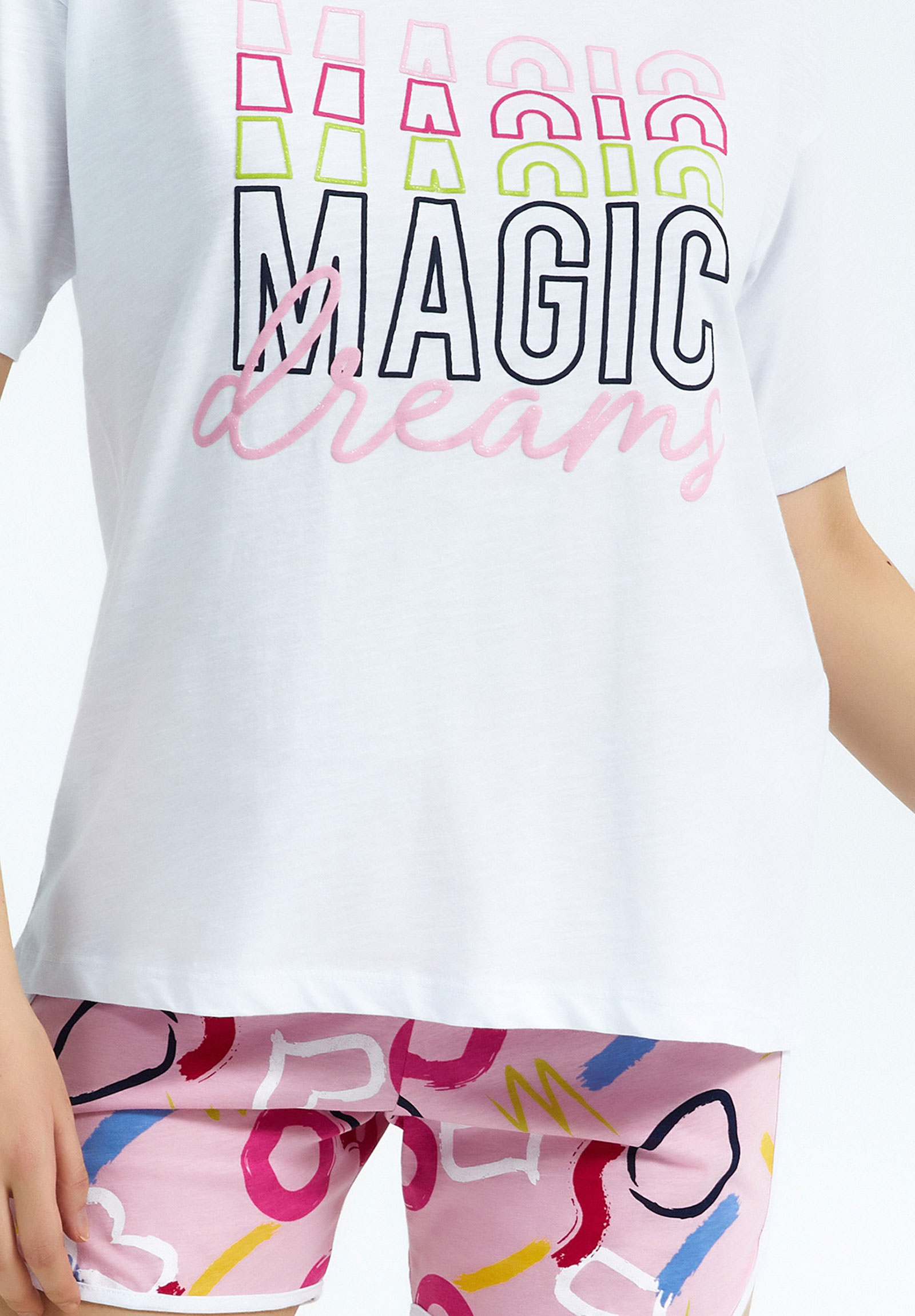 Πιτζάμα γυναικεία με σορτσάκι Magic Dreams RP2787A-Λευκό φωτογραφία