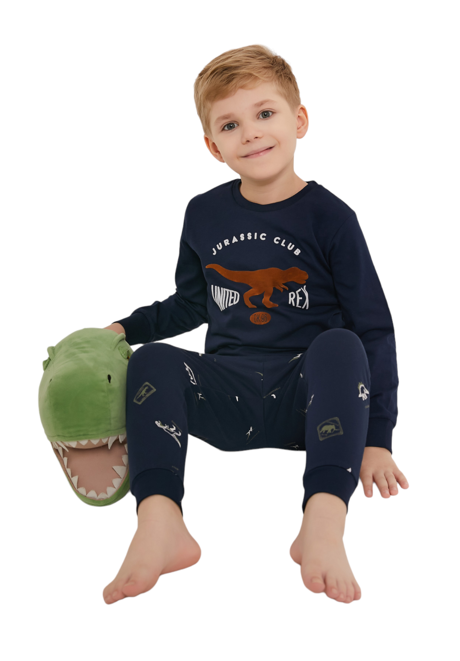 Rolypoly Πιτζάμα εφηβική Rolypoly TREX boy RP3221B-Μπλε Σκούρο