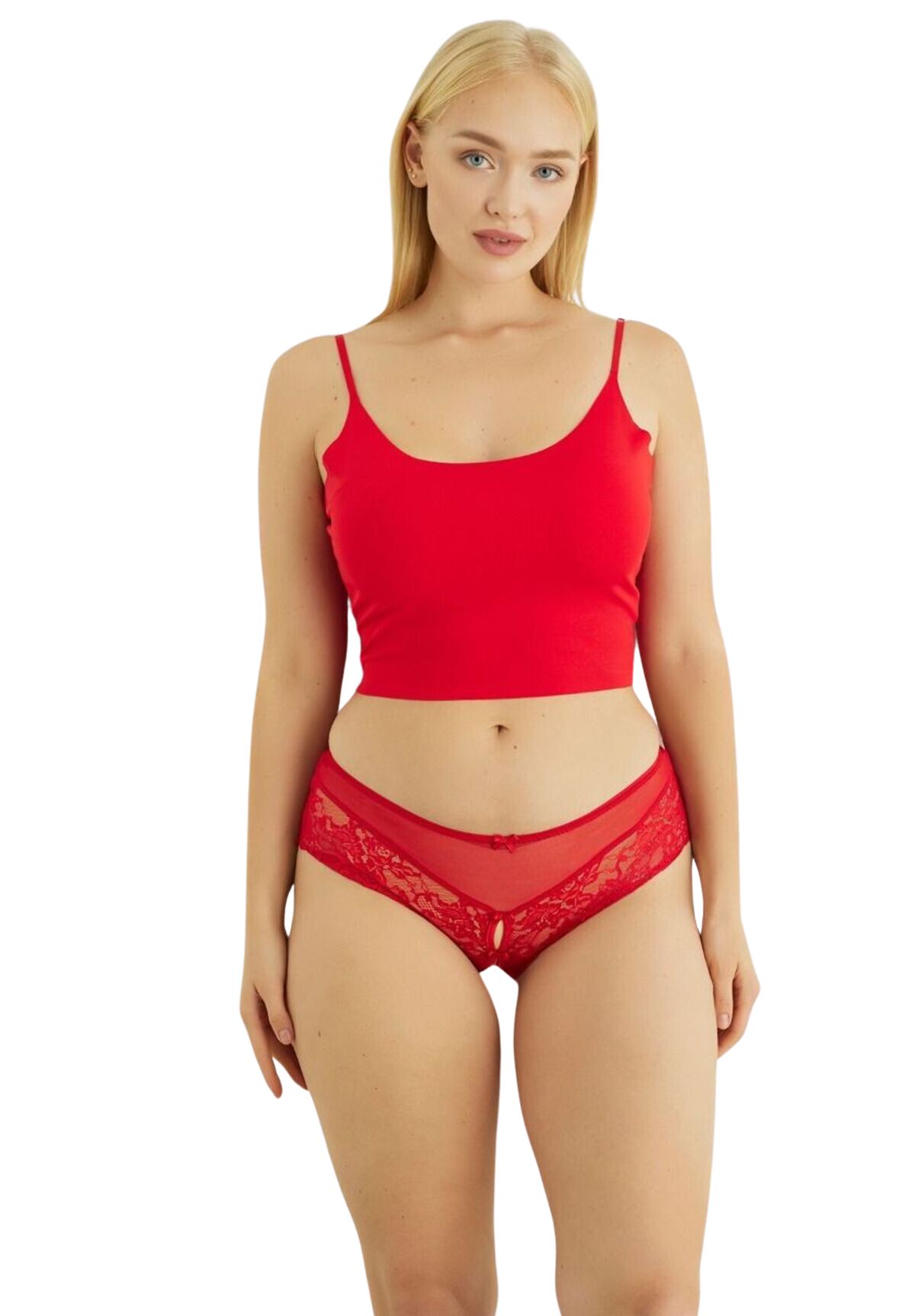 Γυναικείο εσώρουχο με δαντέλα και άνοιγμα Norddiva Ruby NRD699298-Κόκκινο φωτογραφία