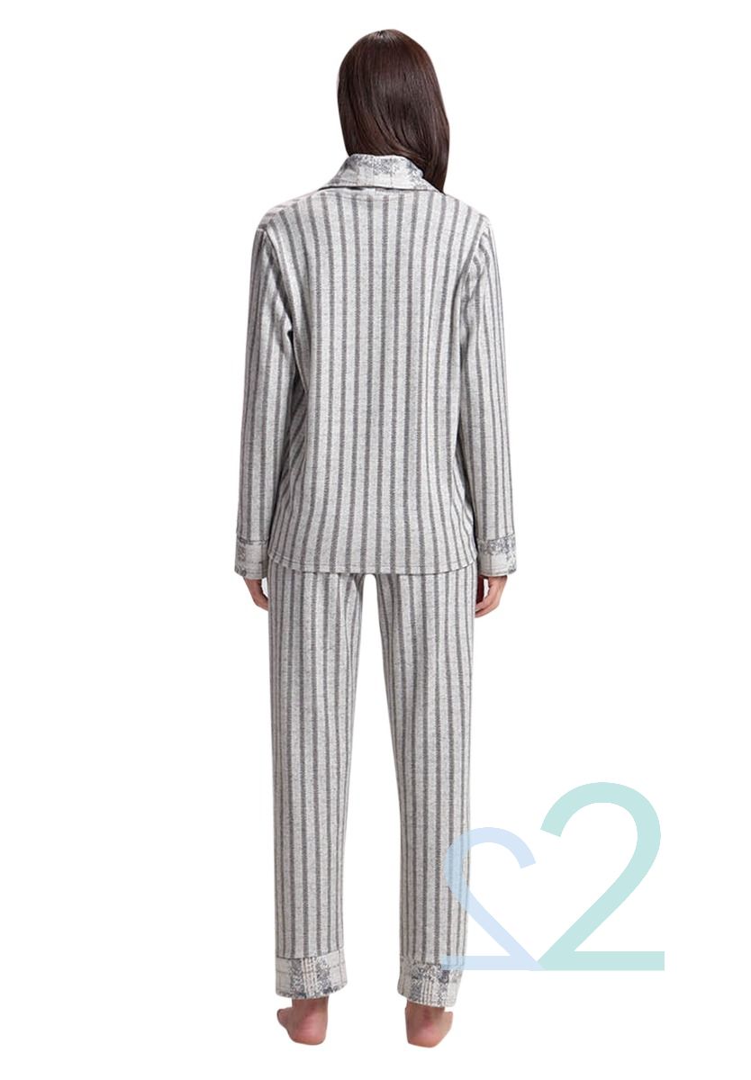 Πιτζάμα γυναικεία ζεστή με κουμπιά Stripes 12382 φωτογραφία