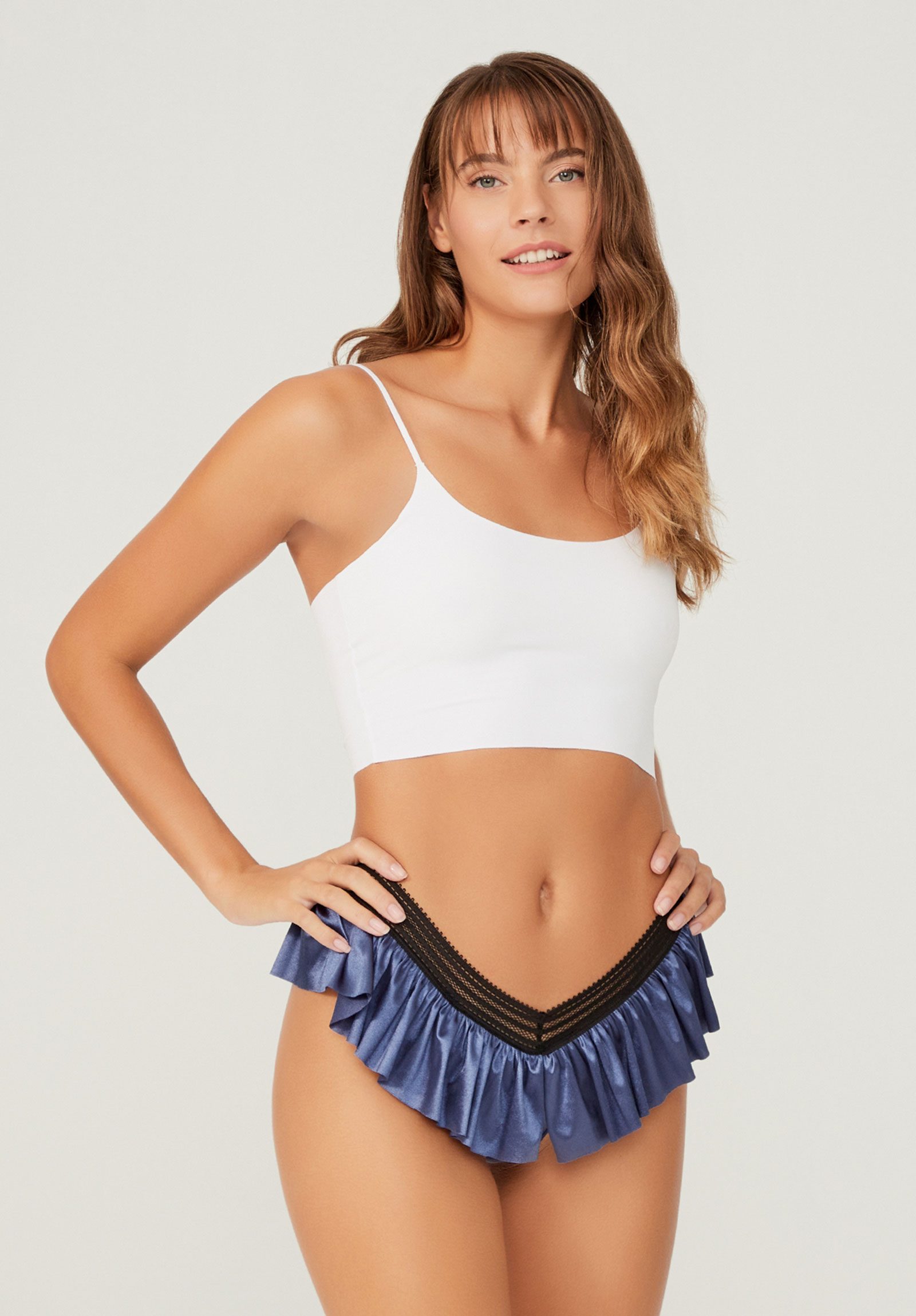 Στρινγκ Σατέν Πλισέ Cottonhill Cheerleaders CH6039-Μπλε Σκούρο φωτογραφία