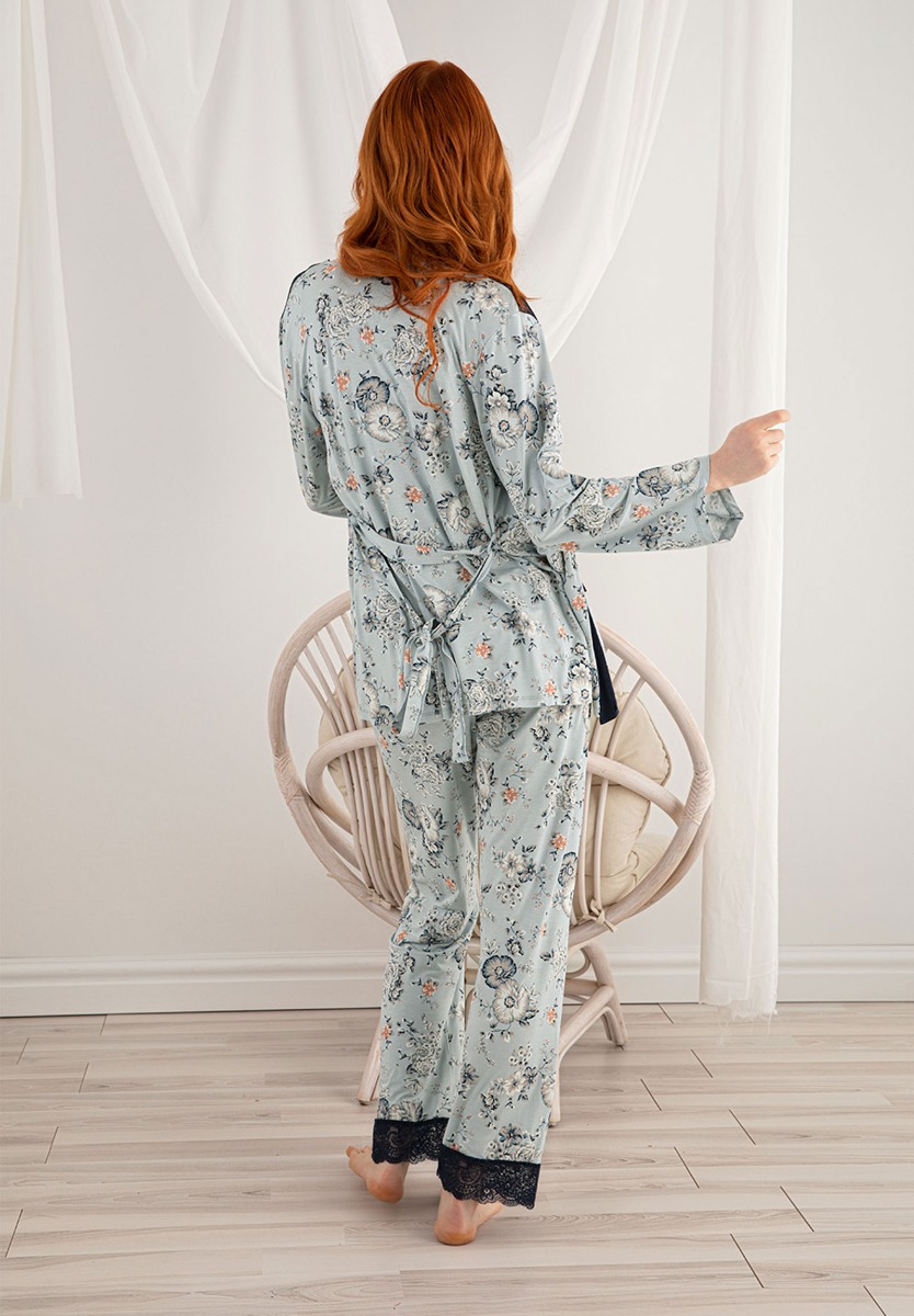 Σετ Πιτζαμα - Ρομπα Sevim Viscose Blue Love 13138 φωτογραφία