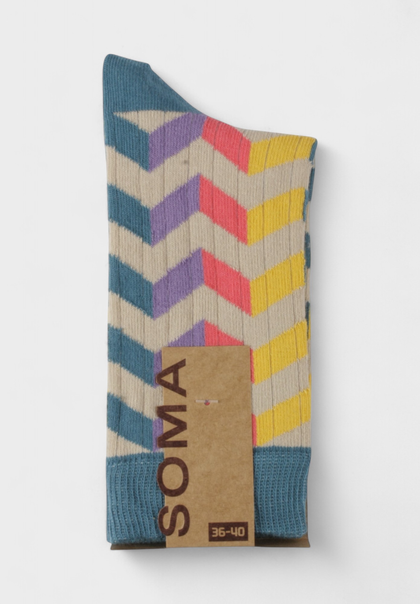 Γυναικείες fashion κάλτσες Bekky SOMA – σετ 3 τεμαχίων με πολύχρωμο zigzag σχέδιο SSC22780-Πολύχρωμο φωτογραφία