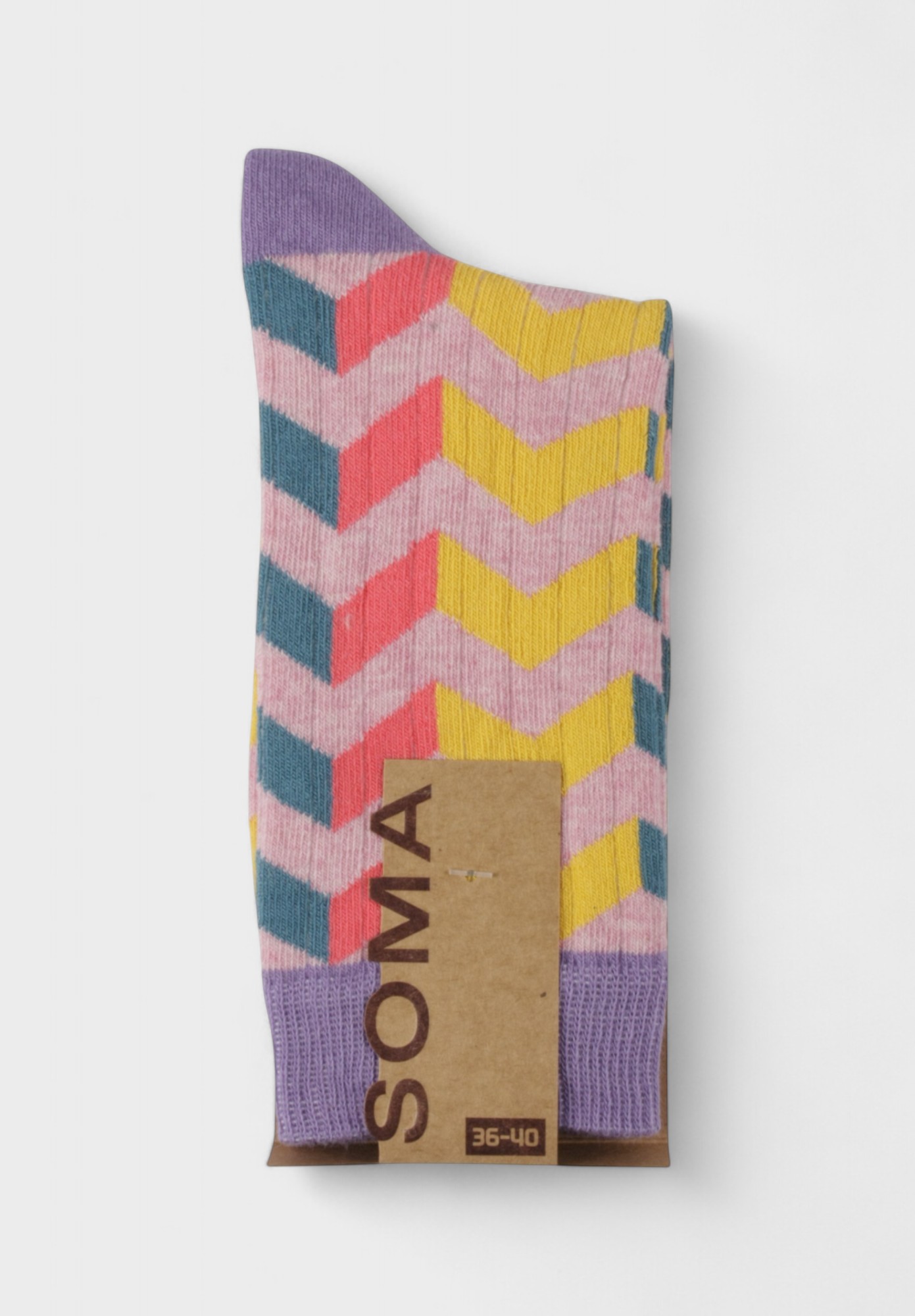 Γυναικείες fashion κάλτσες Bekky SOMA – σετ 3 τεμαχίων με πολύχρωμο zigzag σχέδιο SSC22780-Πολύχρωμο φωτογραφία