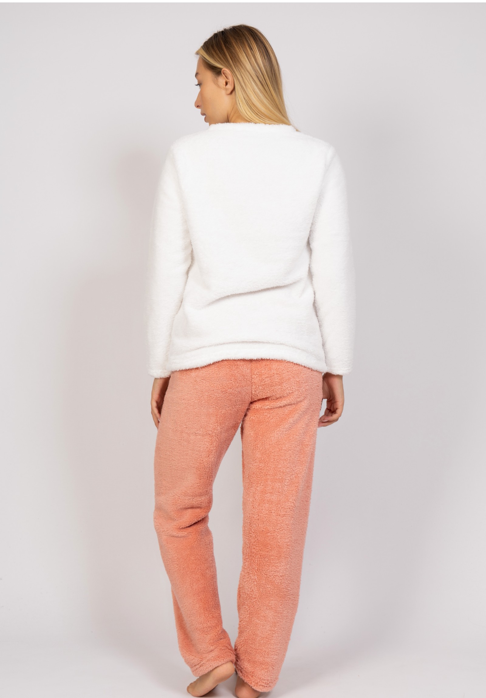 Πιτζάμα γυναικεία Fleece Lama Sexen SXN21600-A-Εκρού φωτογραφία