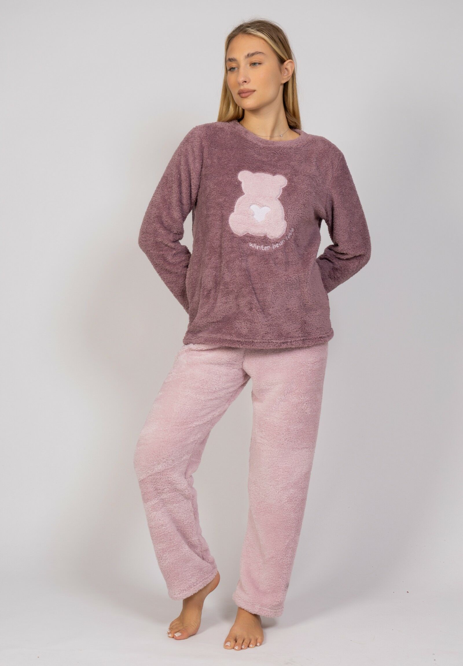  Πιτζάμα γυναικεία Fleece Teddy Bear Sexen SXN21626-A-Ροζ 2025