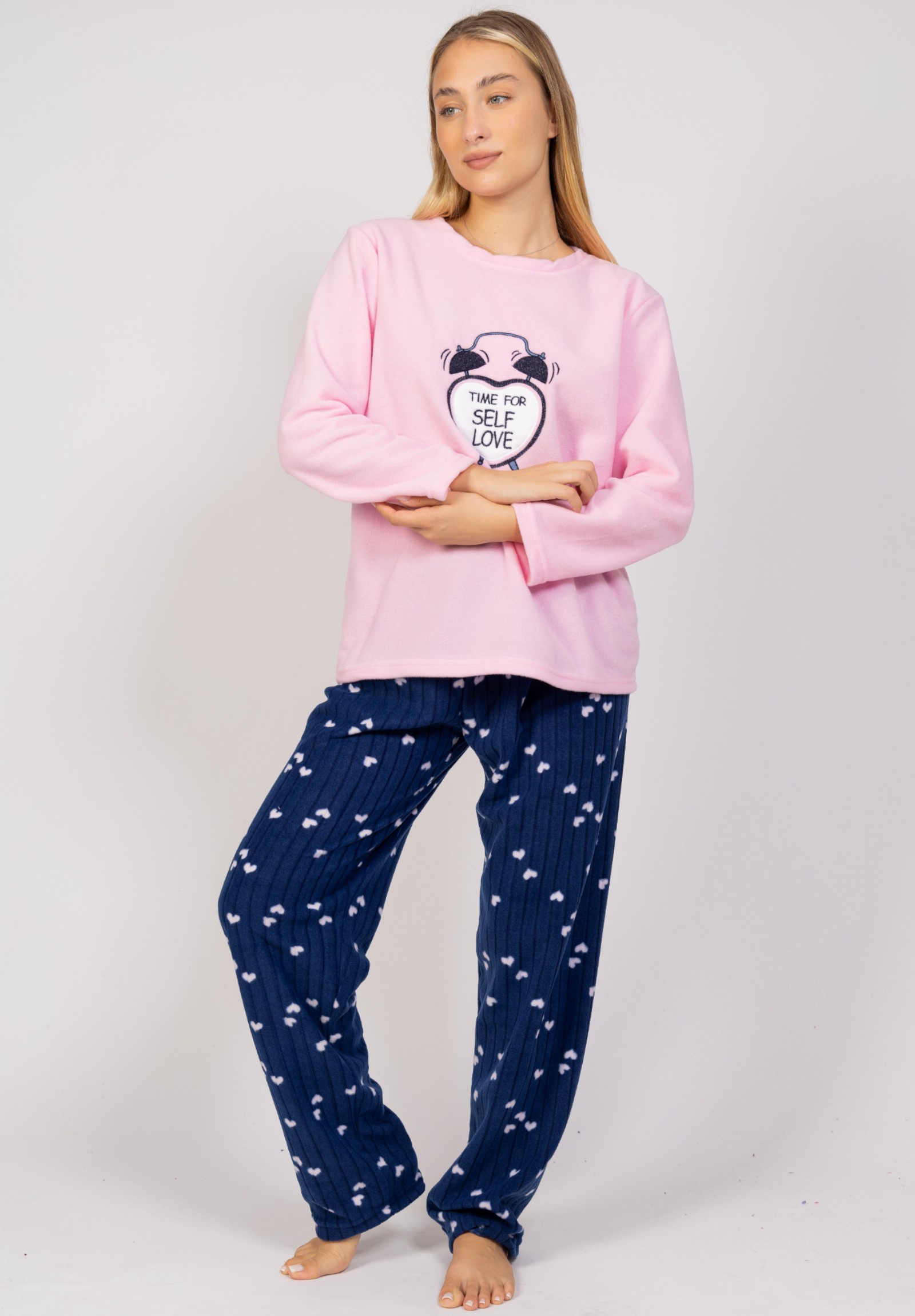 Πιτζάμα γυναικεία Fleece Self Love Sexen SXN23066-A-Ροζ φωτογραφία