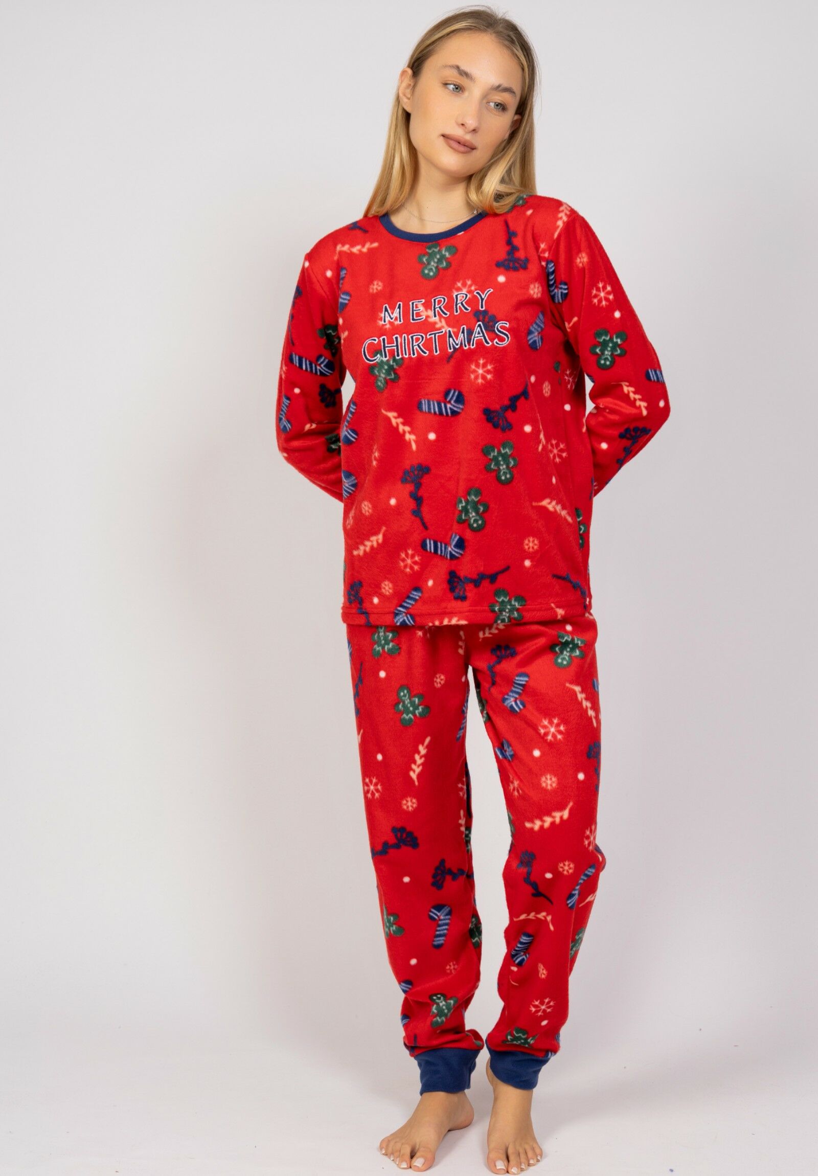  Πιτζάμα γυναικεία Fleece Christmas Sexen SXN23072-A-Κόκκινο 2025