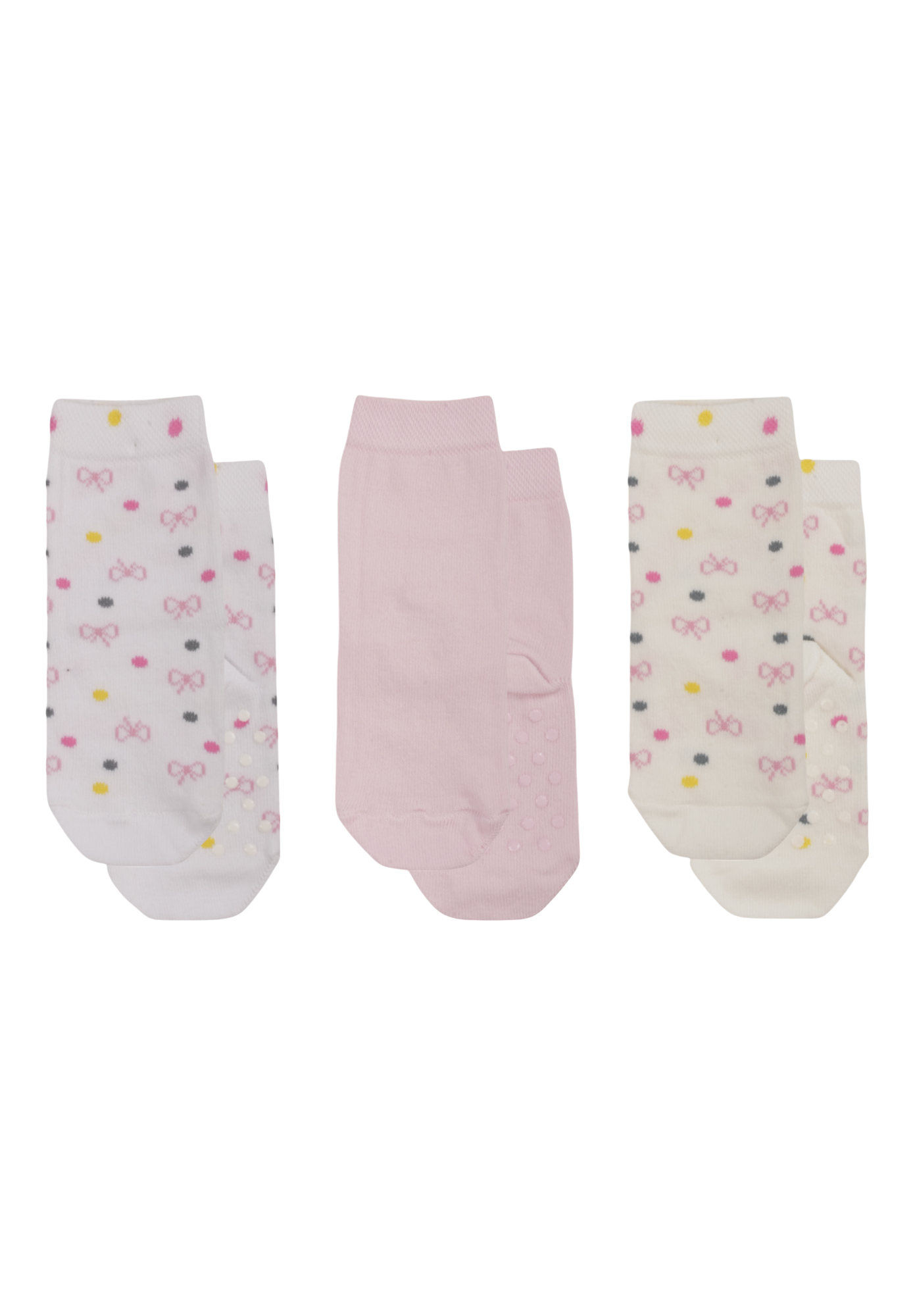 Yumese Καλτσάκια βρεφικά με τάπες Yumese Bows 3 Τεμ. YUM3521-Πολύχρωμο