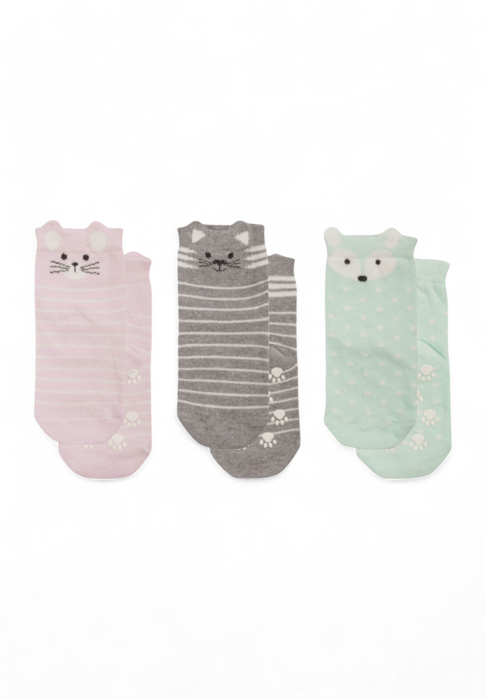 Yumese Καλτσάκια βρεφικά με τάπες Yumese Girly Animals 3 Τεμ. YUM3806-Πολύχρωμο