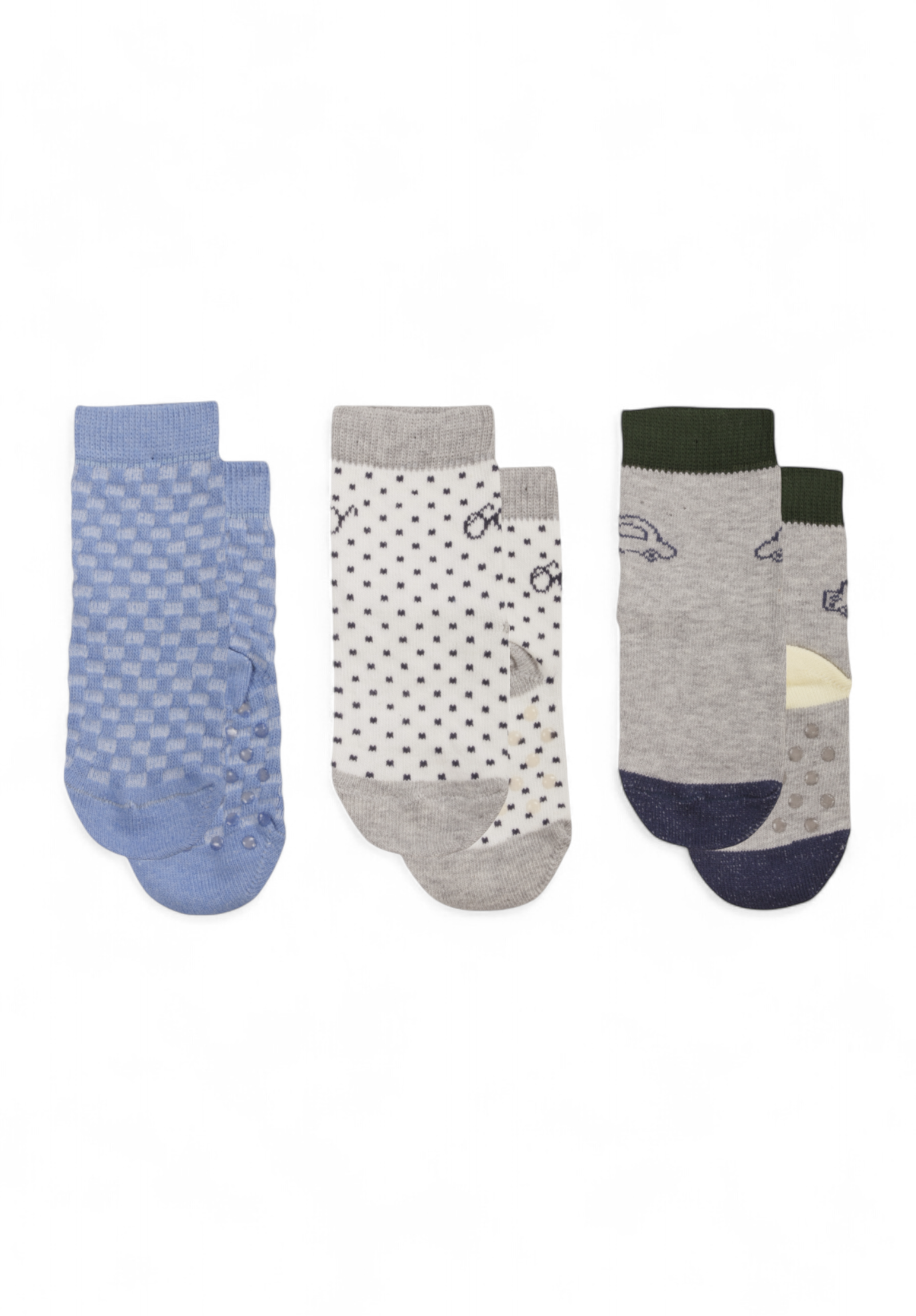 Yumese Καλτσάκια βρεφικά με τάπες Yumese Blue 3 Τεμ. YUM3829-Πολύχρωμο