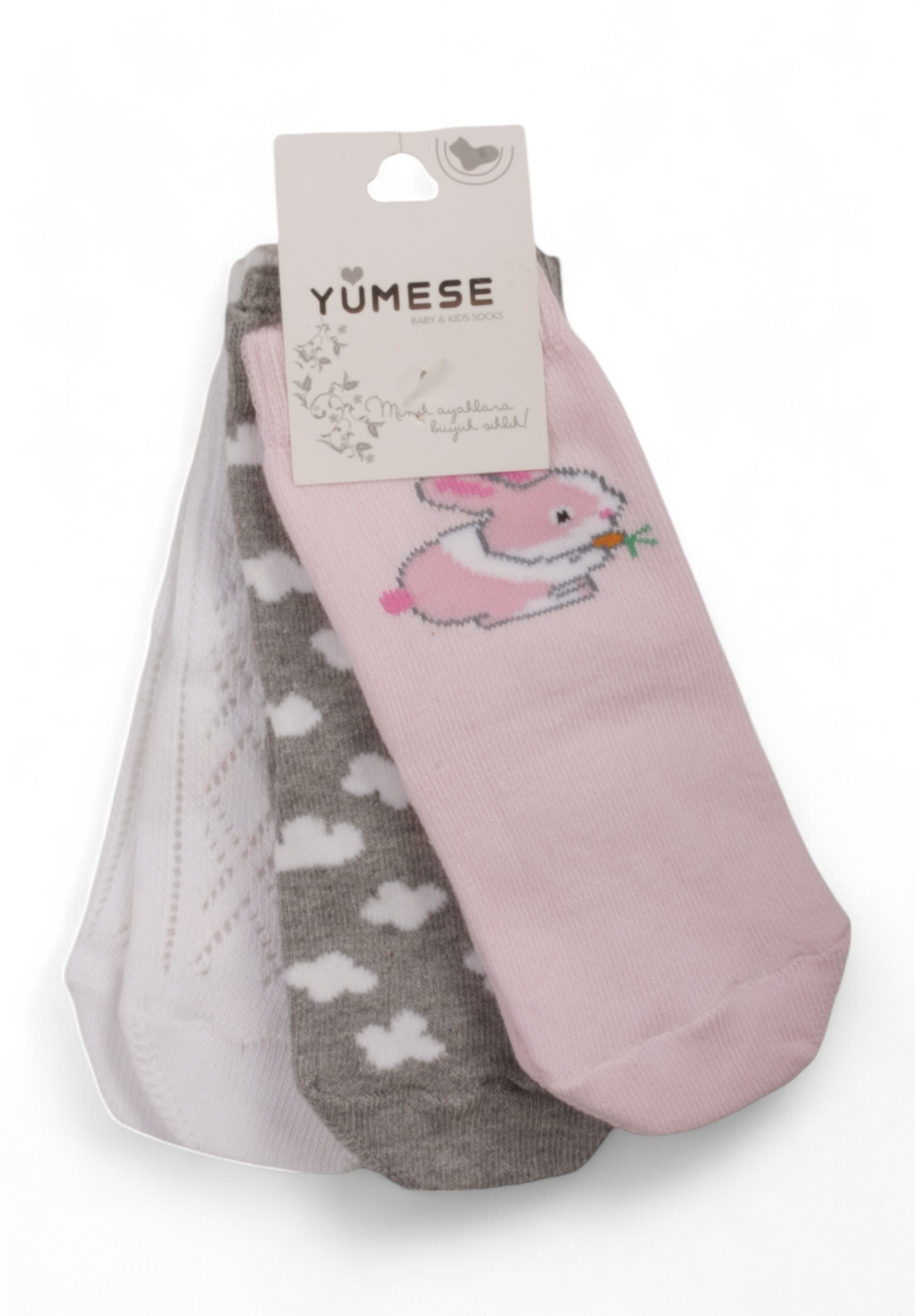 Καλτσάκια βρεφικά με τάπες Yumese Clouds & Bunnies 3 Τεμ. YUM3863-Πολύχρωμο φωτογραφία