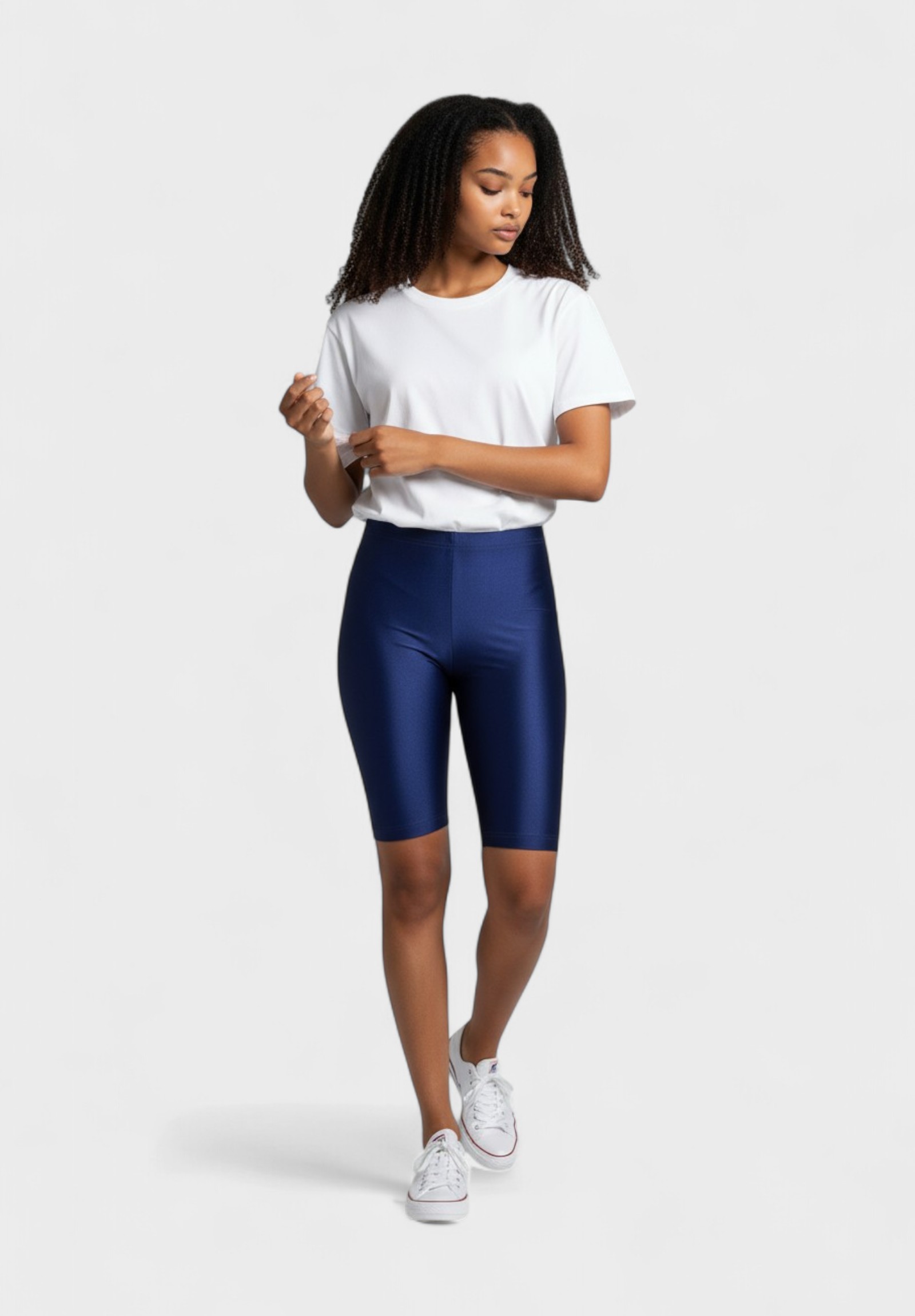 Γυναικείο γυαλιστερό μπλε biker κολάν Nina Club NC1983-8-Μπλε φωτογραφία