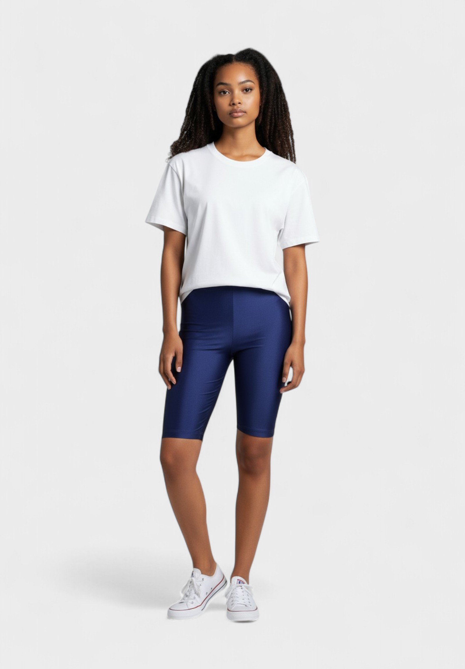 Γυναικείο γυαλιστερό μπλε biker κολάν Nina Club NC1983-8-Μπλε φωτογραφία