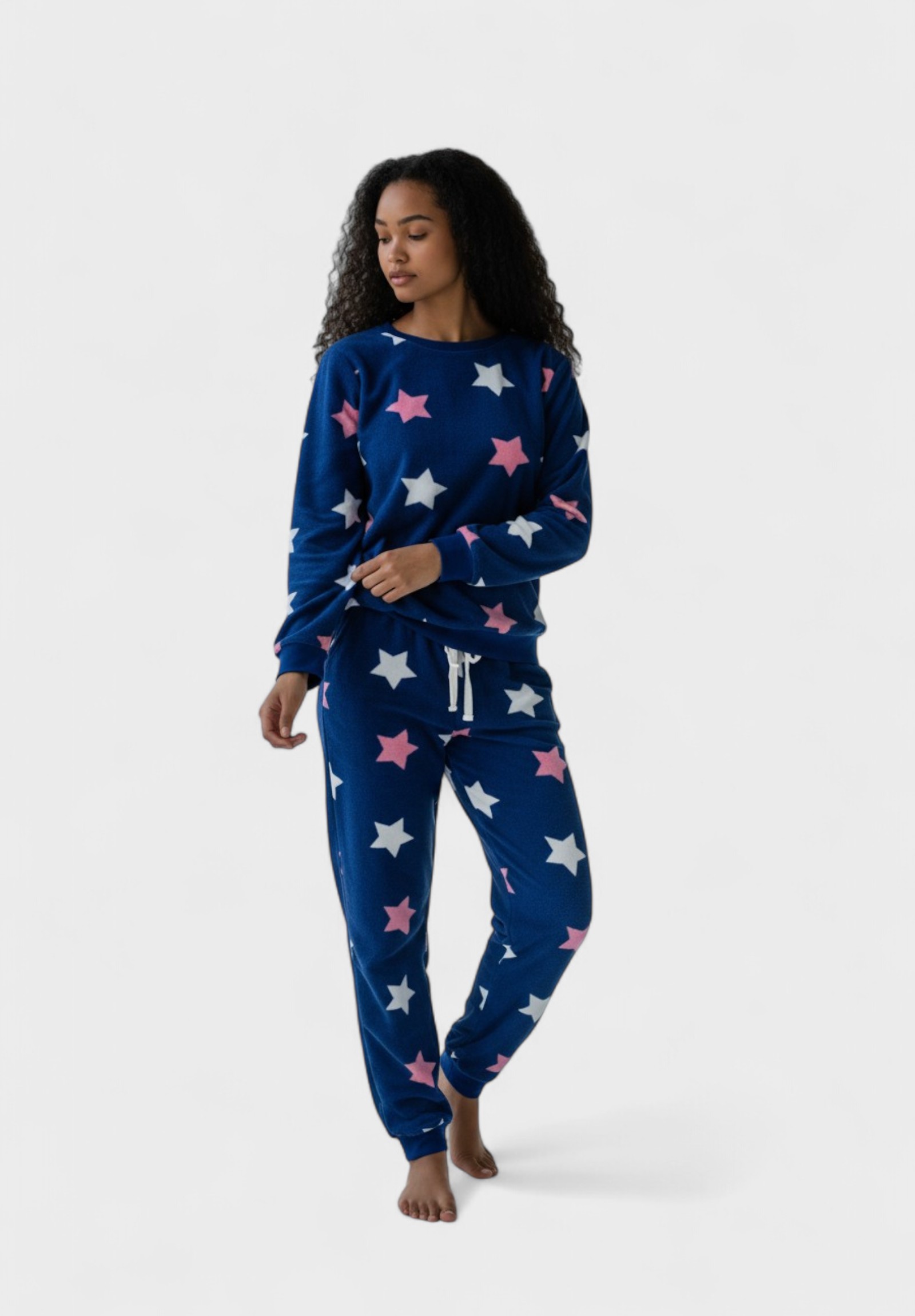 Γυναικεία Πιτζάμα Vienetta Fleece Μπλε με Αστέρια VNT209022-Μπλε φωτογραφία