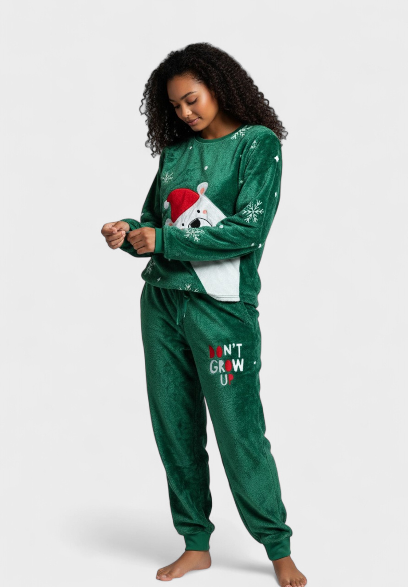 Γυναικεία Πιτζάμα Fleece Vienetta “Christmas Bear” Πράσινη VNT304024-Πράσινο φωτογραφία