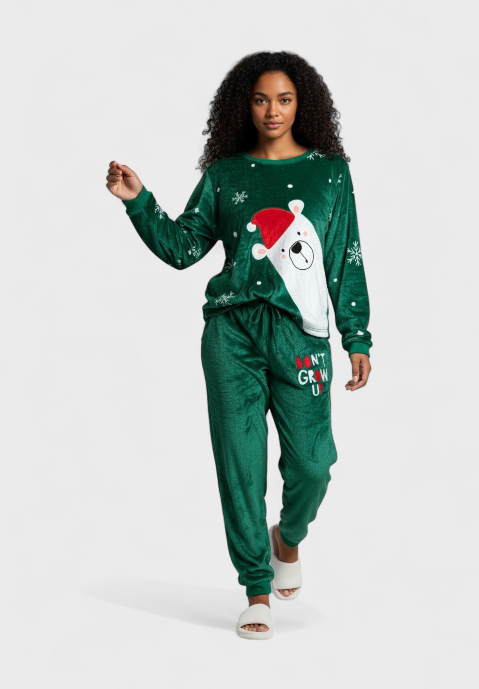 Γυναικεία Πιτζάμα Fleece Vienetta “Christmas Bear” Πράσινη VNT304024-Πράσινο φωτογραφία