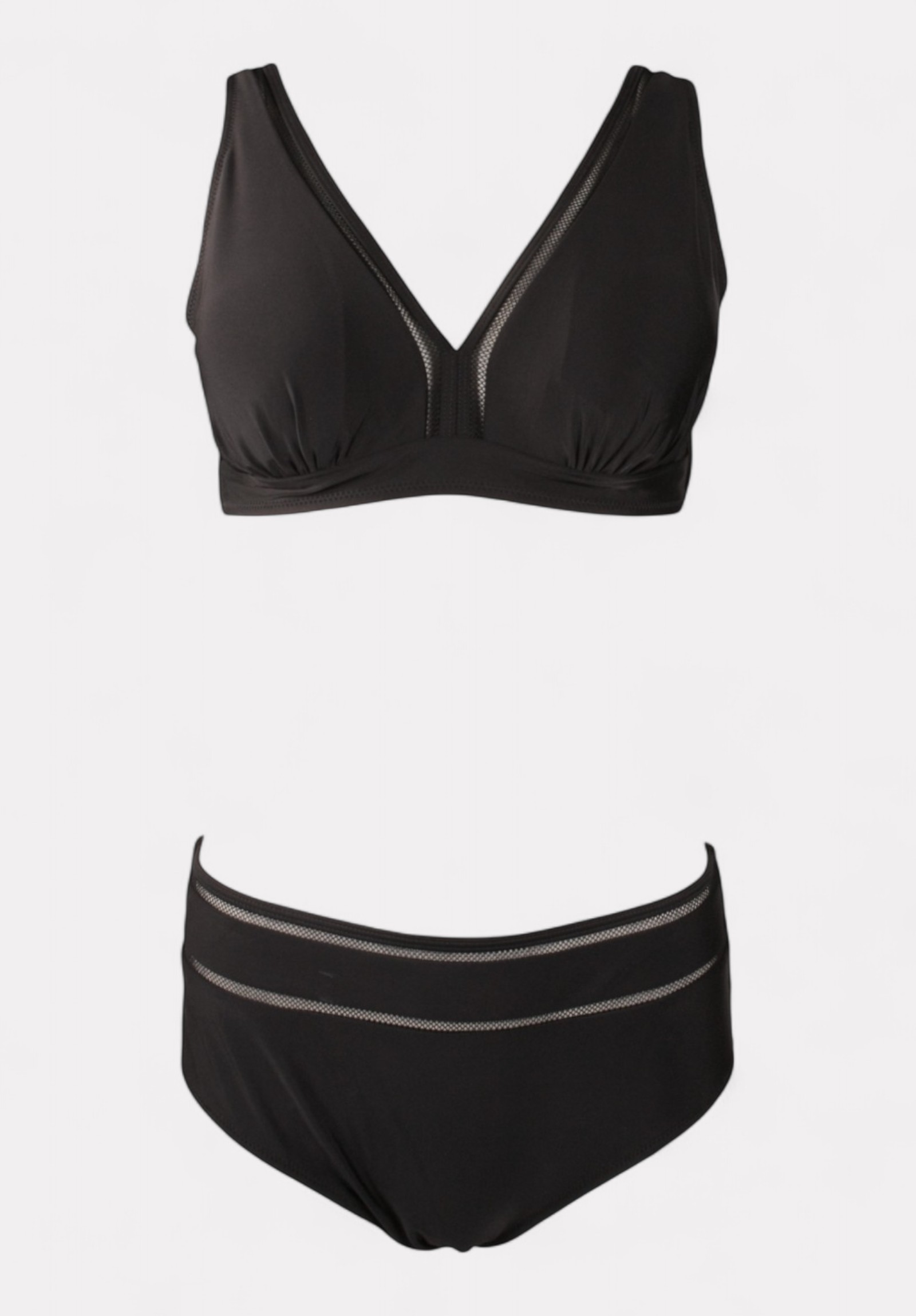 Μαύρο γυναικείο σετ μαγιό με τοπ τύπου bralette και ψηλόμεσο σλιπ CL85991-1-Μαύρο φωτογραφία